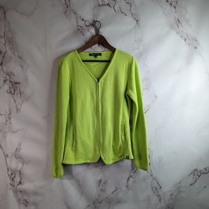 Title Nine Sweater Jacket Size Medium Cotton Women Green Full Zip Cardigan